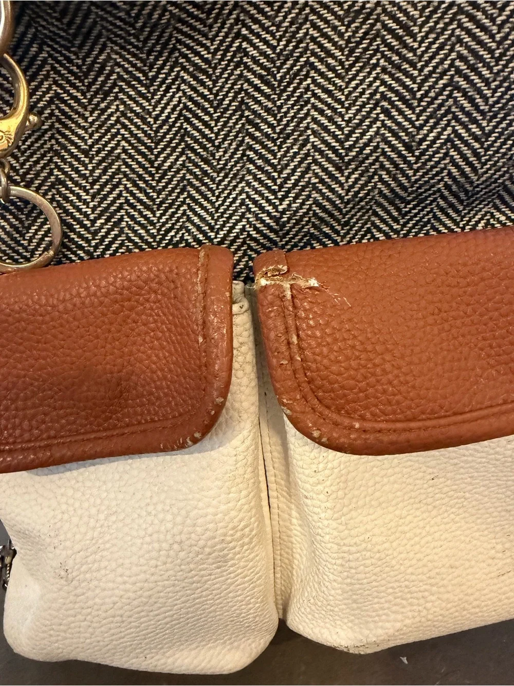 Itzy Ritzy Herringbone Black & Cream Backpack Tote